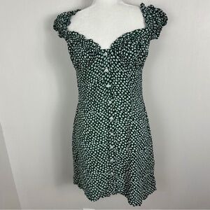 With Jean Isabelle Daisy Green Floral Mini Dress